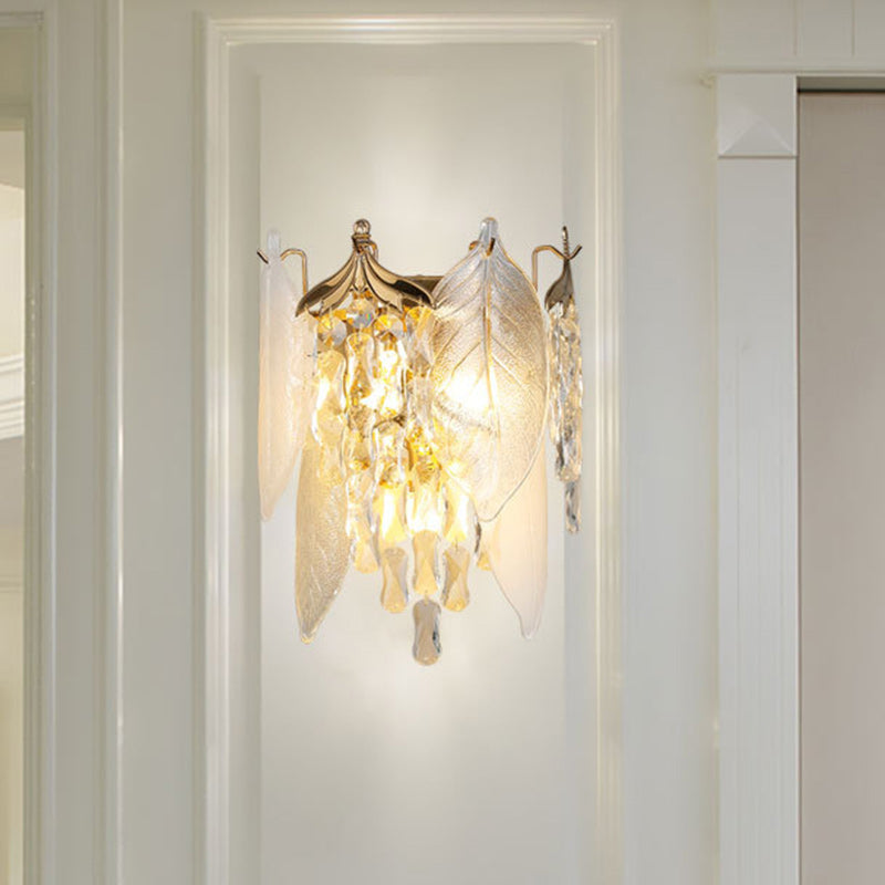 Cone Metal Glass Crystal 3-Light Wall Lamp