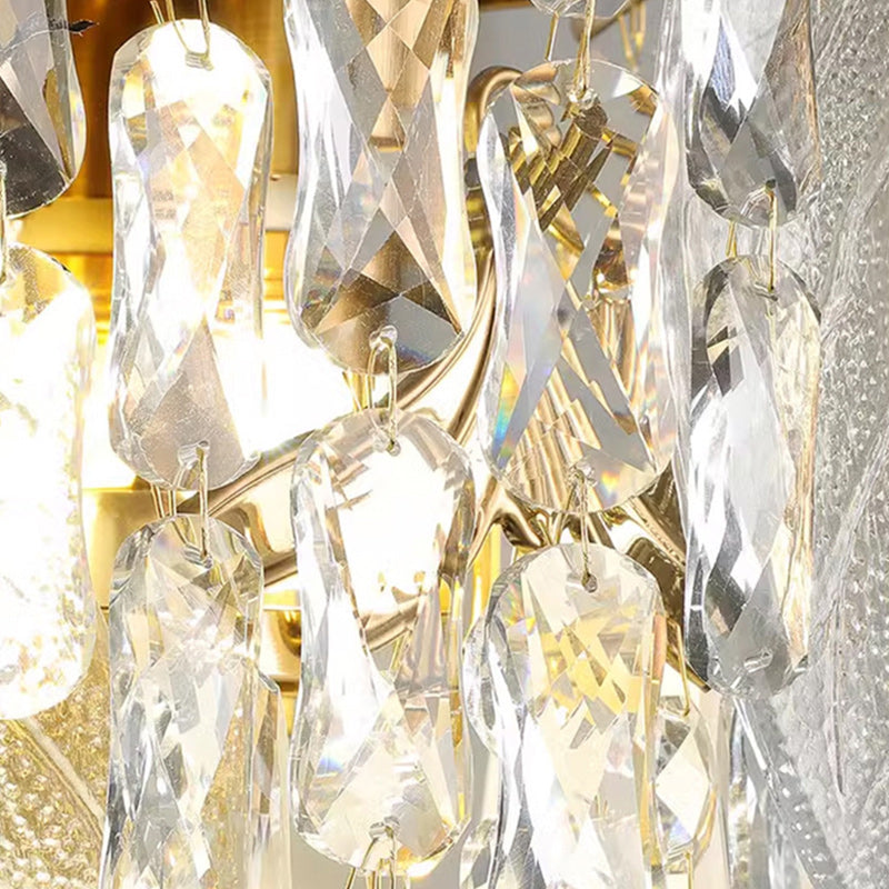 Cone Metal Glass Crystal 3-Light Wall Lamp