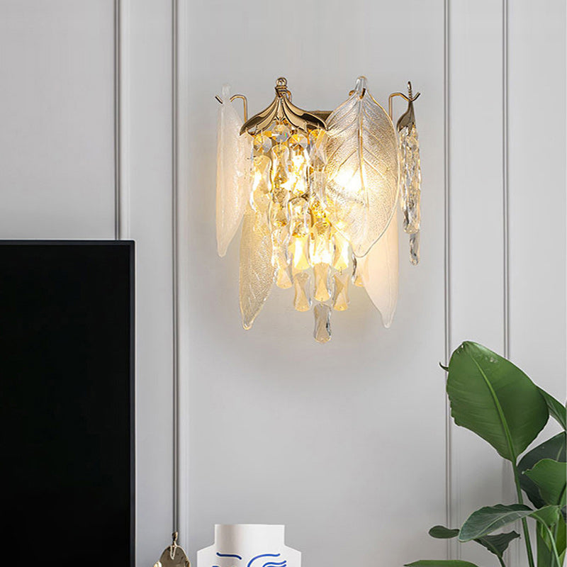 Cone Metal Glass Crystal 3-Light Wall Lamp