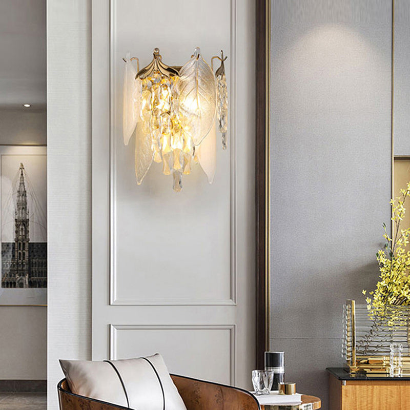 Cone Metal Glass Crystal 3-Light Wall Lamp