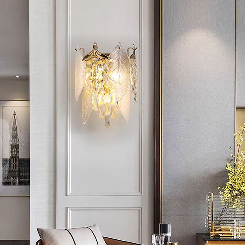 Cone Metal Glass Crystal 3-Light Wall Lamp