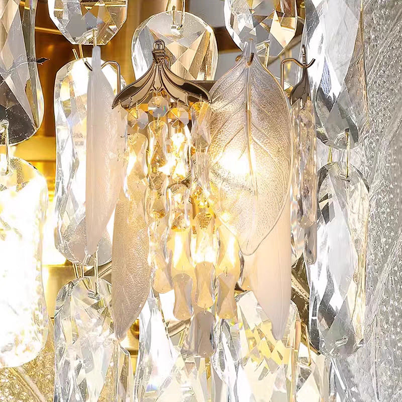 Cone Metal Glass Crystal 3-Light Wall Lamp
