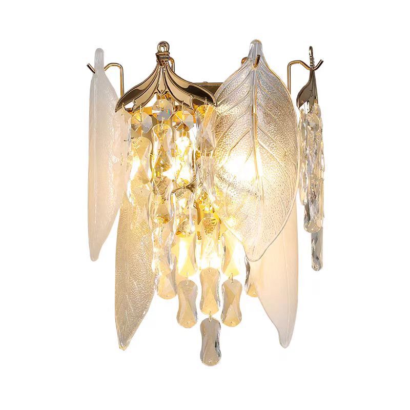 Cone Metal Glass Crystal 3-Light Wall Lamp