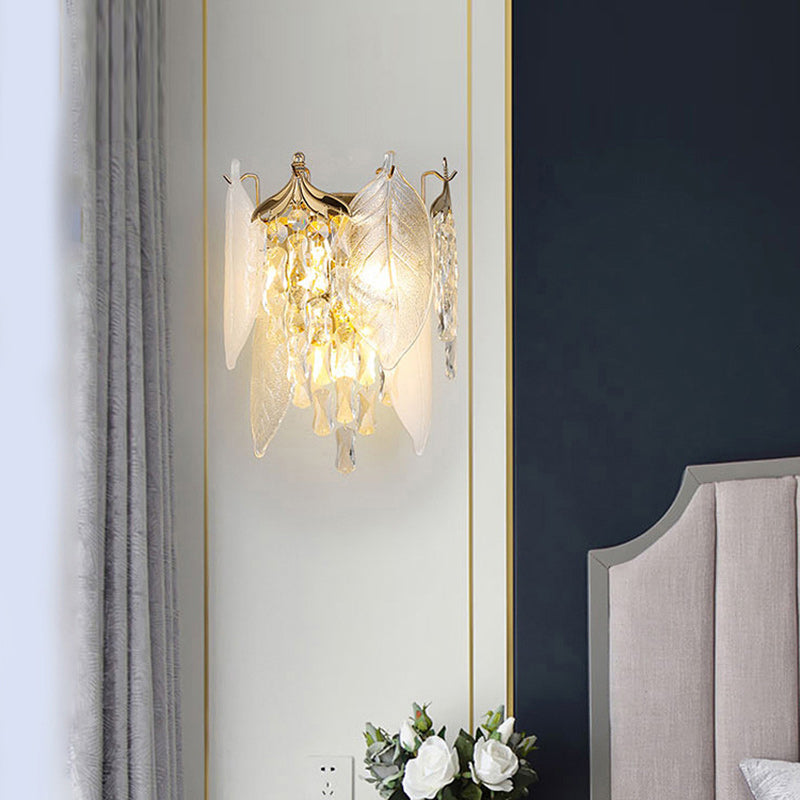 Cone Metal Glass Crystal 3-Light Wall Lamp