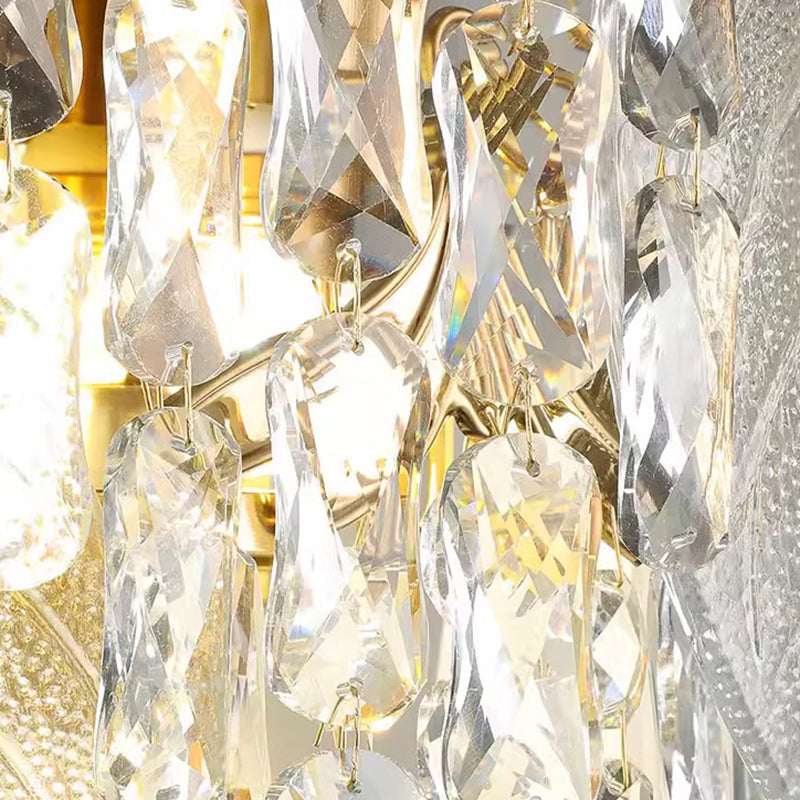 Cone Metal Glass Crystal 3-Light Wall Lamp