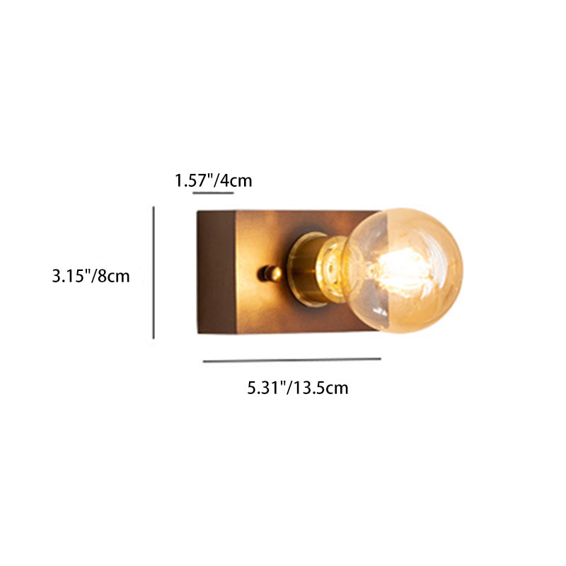 Rectangular Solid Wood Aluminum Wall Lamp
