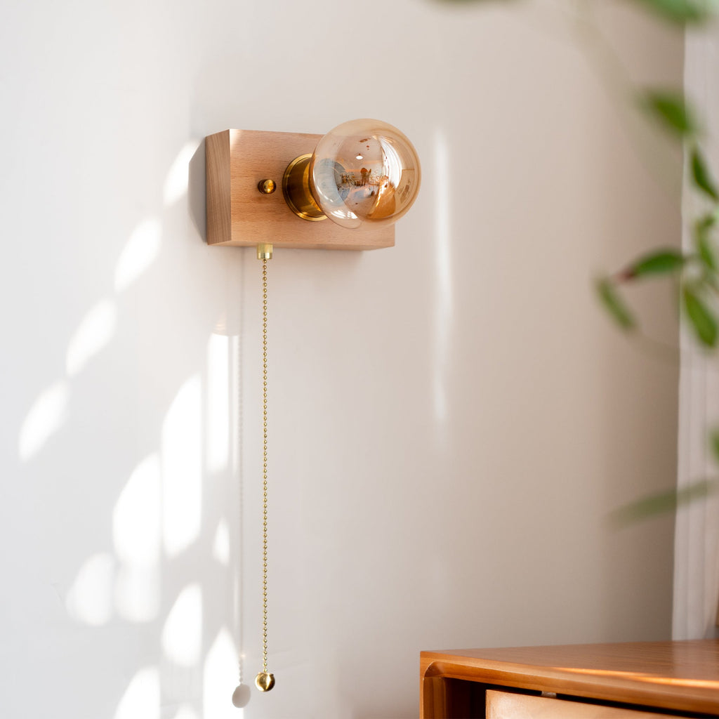 Rectangular Solid Wood Aluminum Wall Lamp