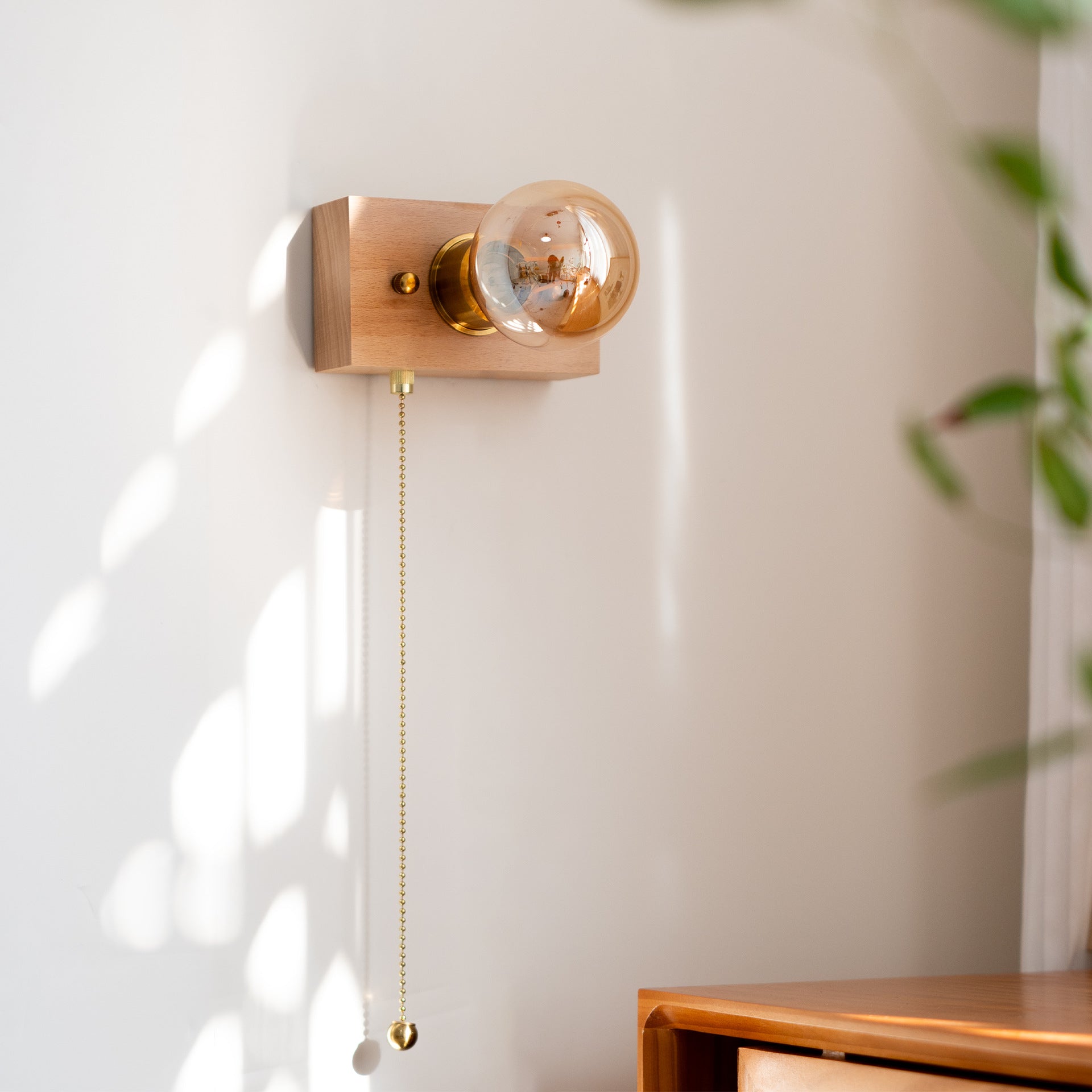 Rectangular Solid Wood Aluminum Wall Lamp