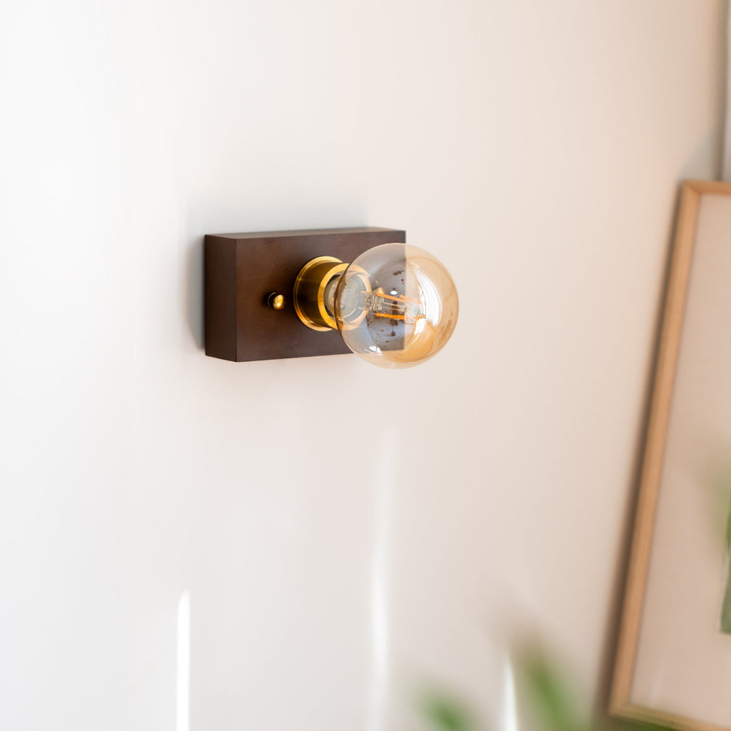 Rectangular Solid Wood Aluminum Wall Lamp