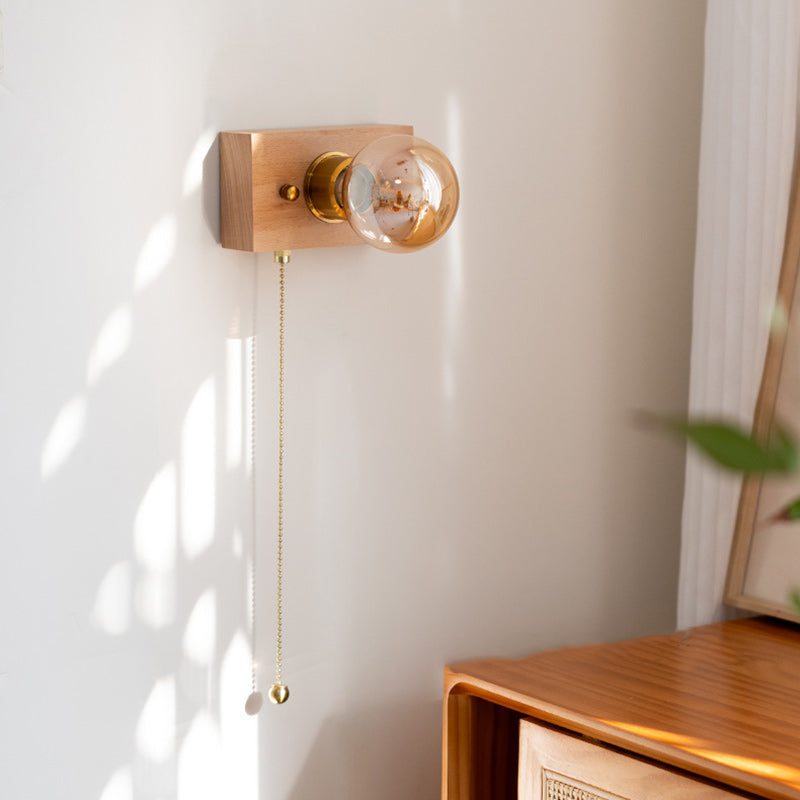 Rectangular Solid Wood Aluminum Wall Lamp