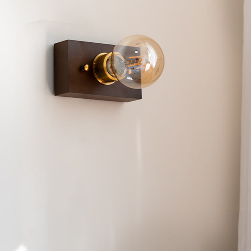 Rectangular Solid Wood Aluminum Wall Lamp