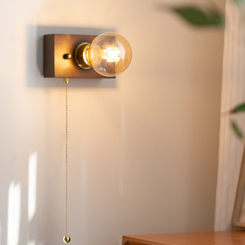 Rectangular Solid Wood Aluminum Wall Lamp