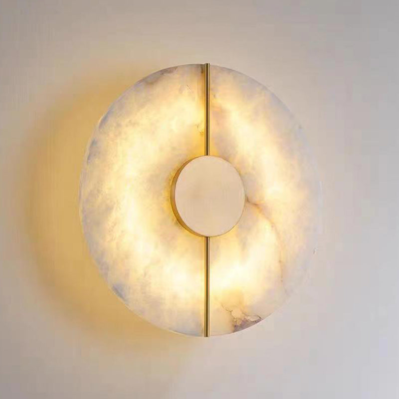 Round Copper Marble Bedroom Wall Lamp