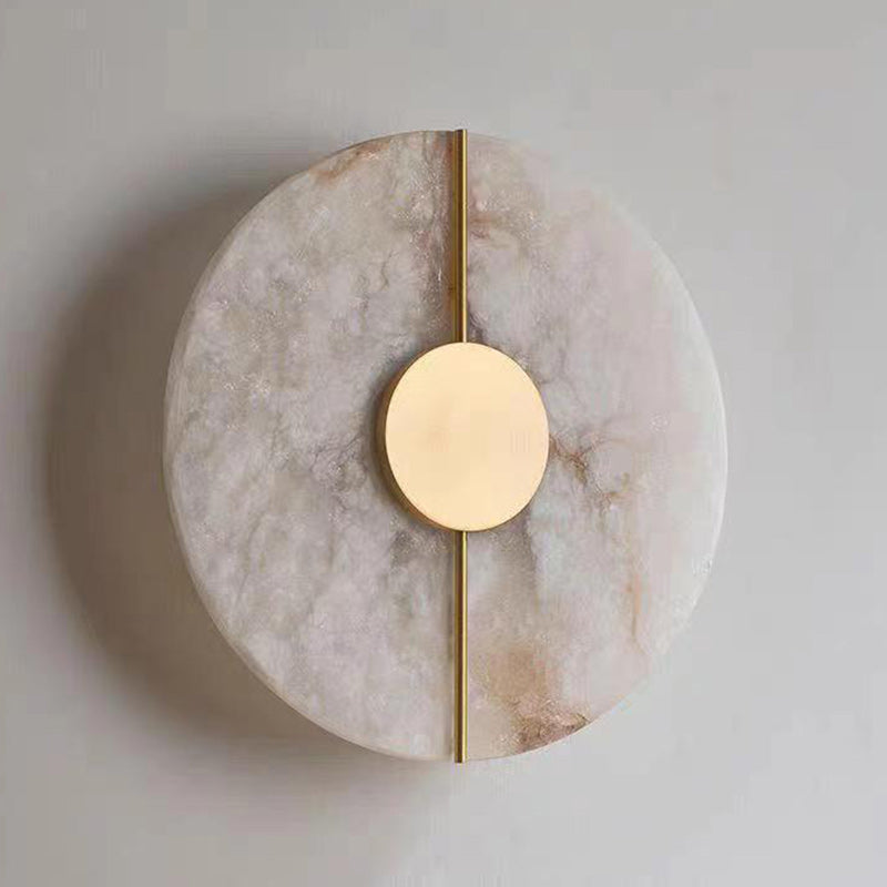Round Copper Marble Bedroom Wall Lamp