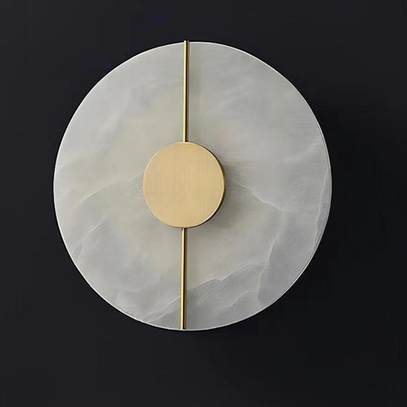 Round Copper Marble Bedroom Wall Lamp