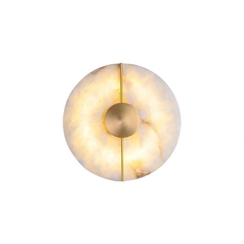 Round Copper Marble Bedroom Wall Lamp