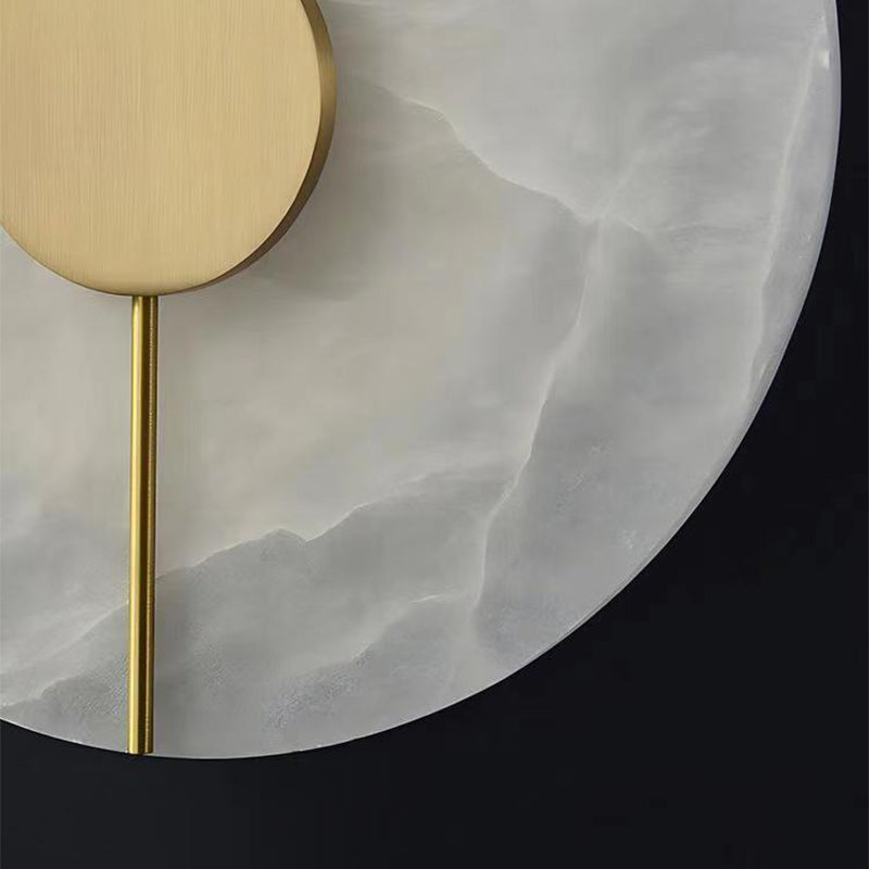 Round Copper Marble Bedroom Wall Lamp