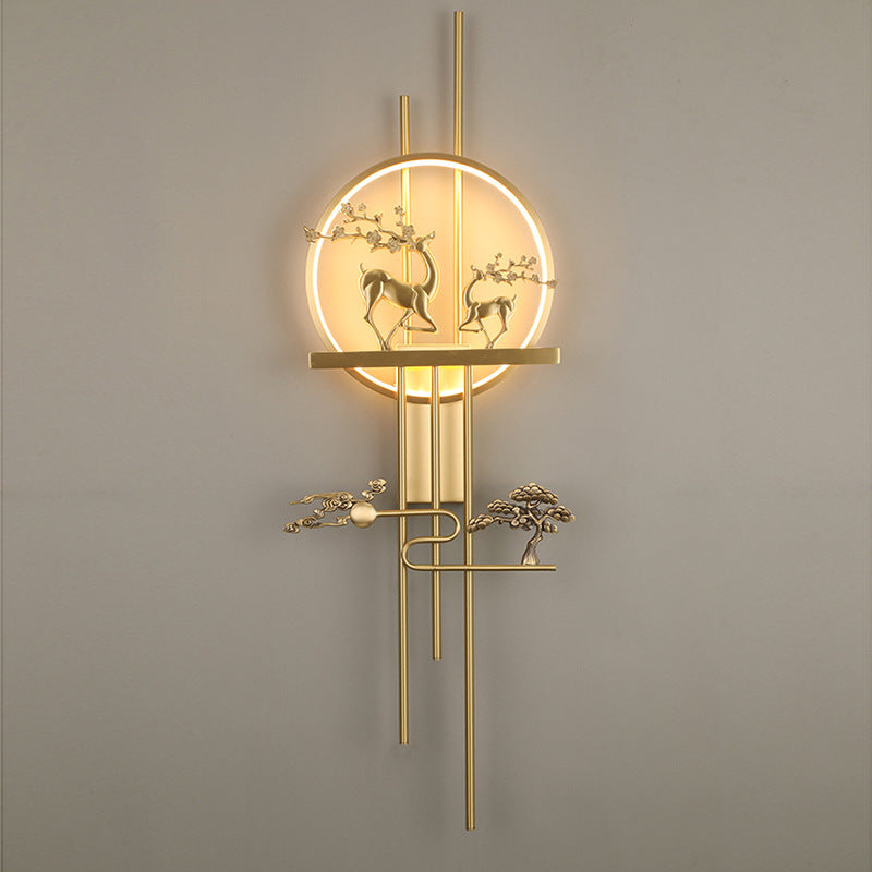 Deer Circle Brass Living Wall Lamp
