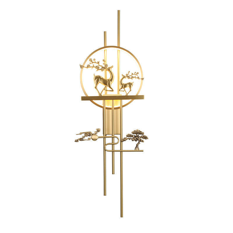 Deer Circle Brass Living Wall Lamp