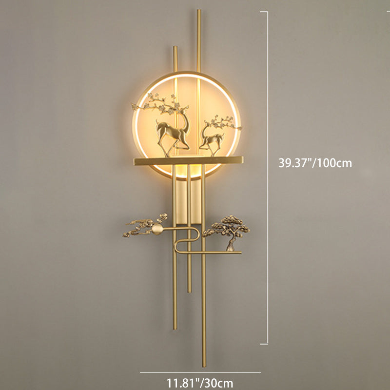 Deer Circle Brass Living Wall Lamp