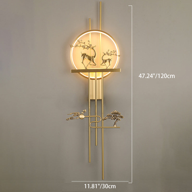 Deer Circle Brass Living Wall Lamp