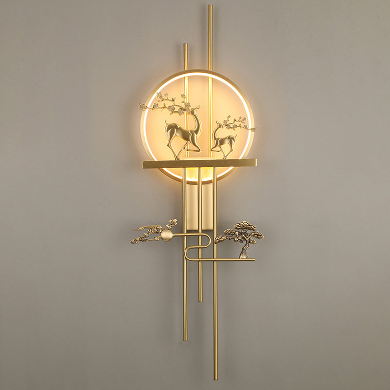 Deer Circle Brass Living Wall Lamp