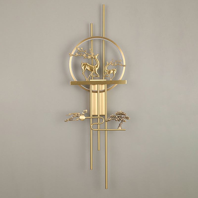 Deer Circle Brass Living Wall Lamp
