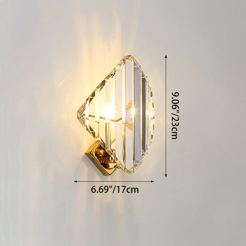 Square Metal Crystal Living Wall Lamp