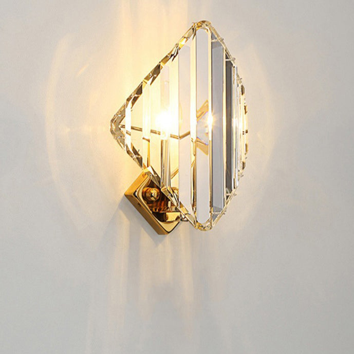 Square Metal Crystal Living Wall Lamp