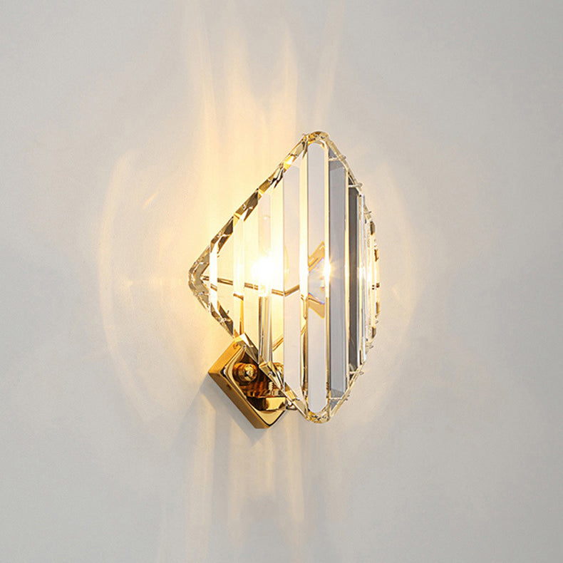Square Metal Crystal Living Wall Lamp