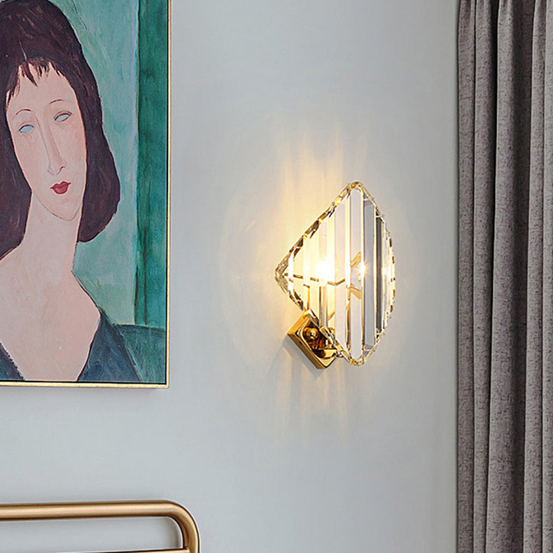 Square Metal Crystal Living Wall Lamp