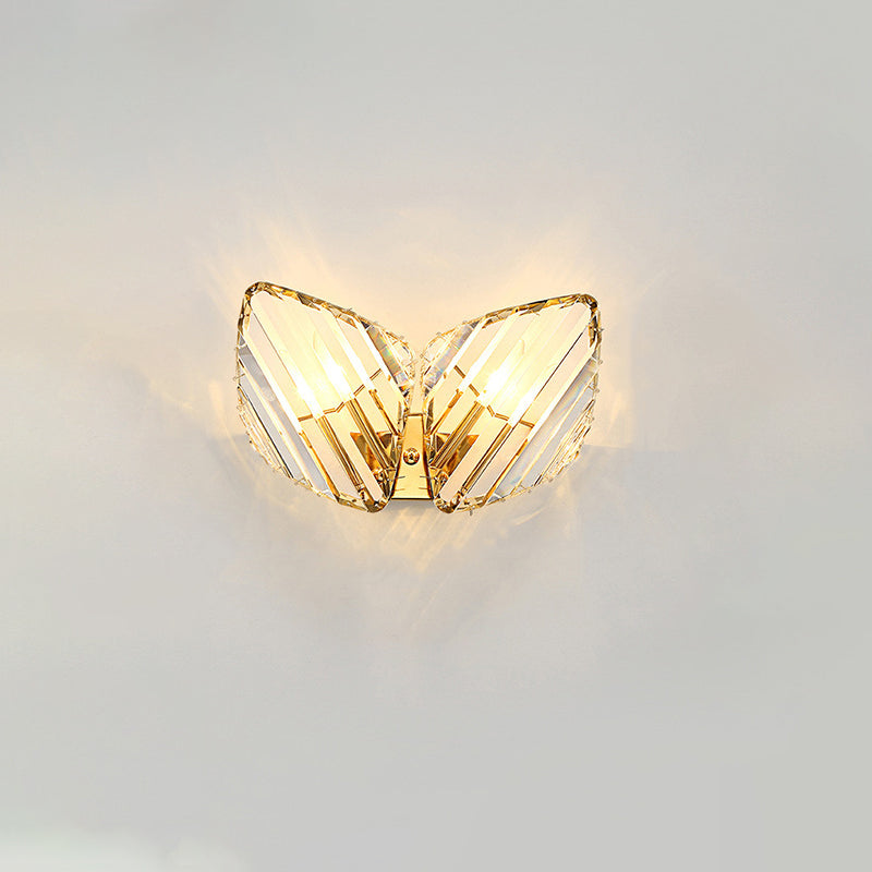 Square Metal Crystal Living Wall Lamp