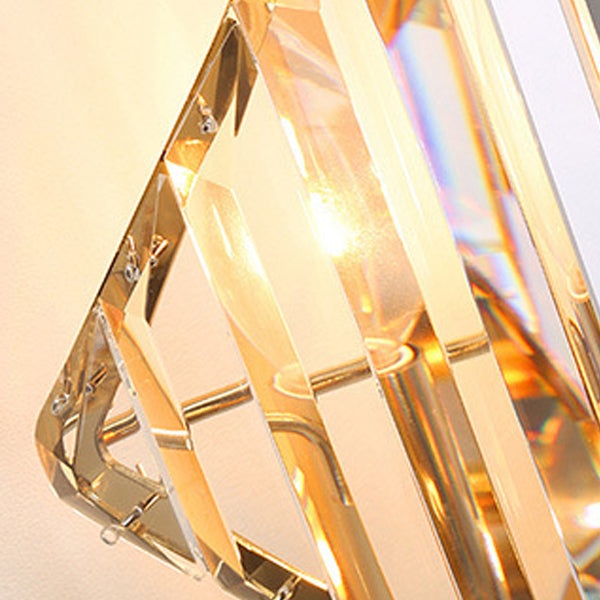 Square Metal Crystal Living Wall Lamp