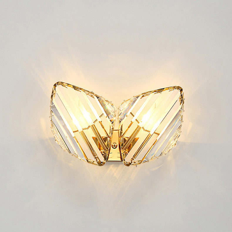 Square Metal Crystal Living Wall Lamp