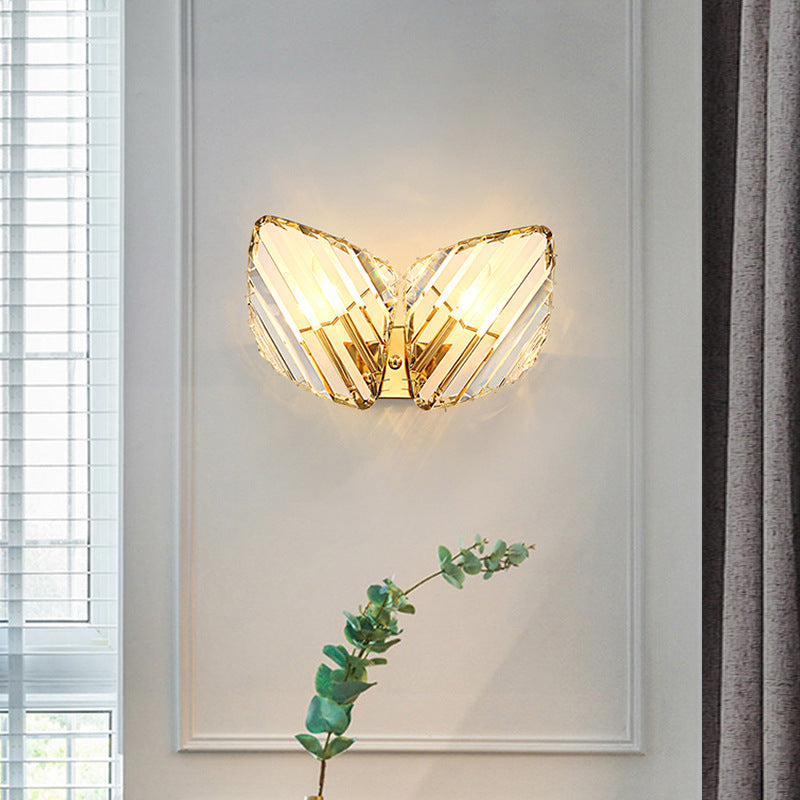 Square Metal Crystal Living Wall Lamp