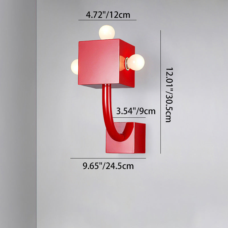 Cube Iron Bedroom 3-Light Wall Lamp