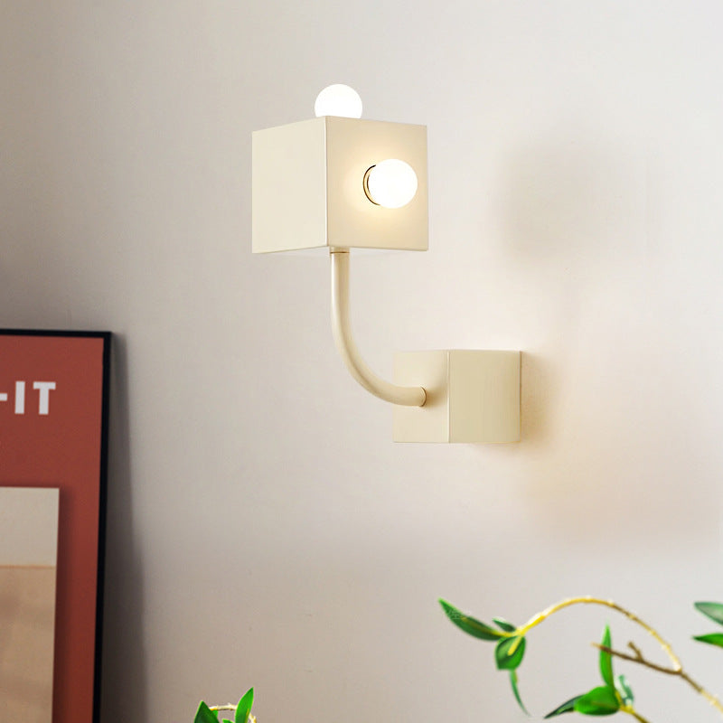 Cube Iron Bedroom 3-Light Wall Lamp