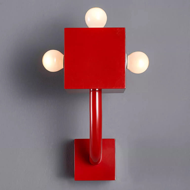 Cube Iron Bedroom 3-Light Wall Lamp