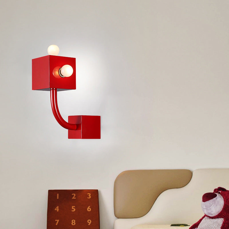 Cube Iron Bedroom 3-Light Wall Lamp
