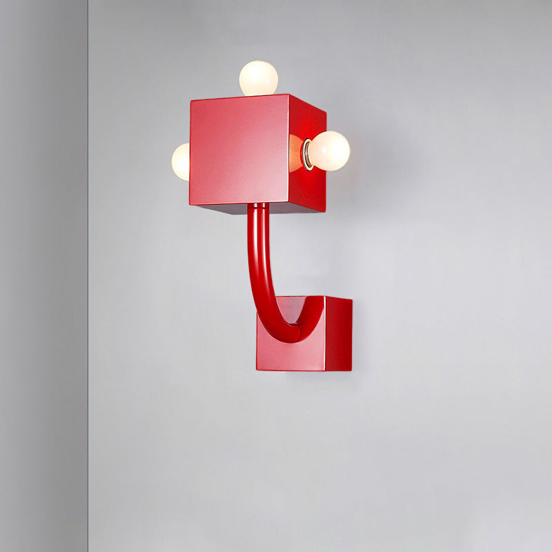 Cube Iron Bedroom 3-Light Wall Lamp