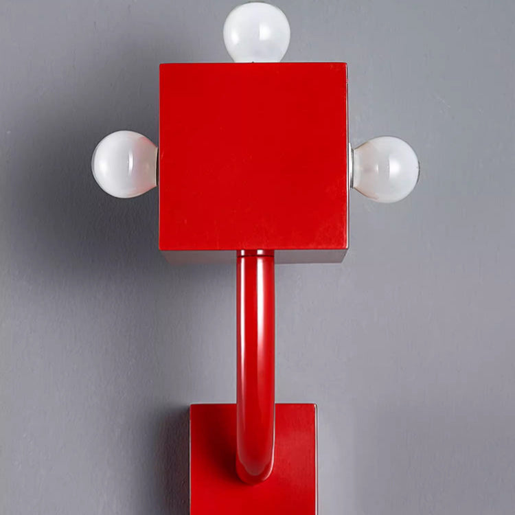 Cube Iron Bedroom 3-Light Wall Lamp