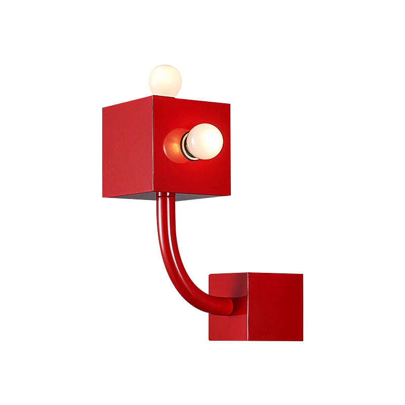 Cube Iron Bedroom 3-Light Wall Lamp
