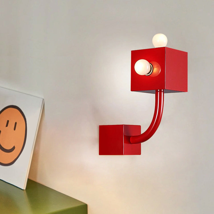 Cube Iron Bedroom 3-Light Wall Lamp
