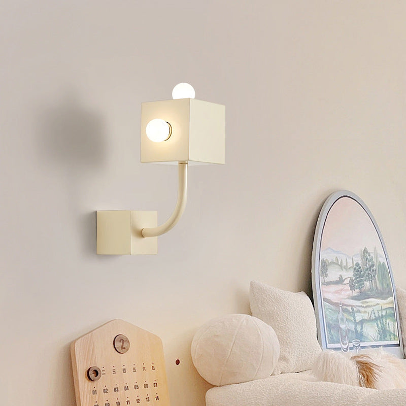 Cube Iron Bedroom 3-Light Wall Lamp