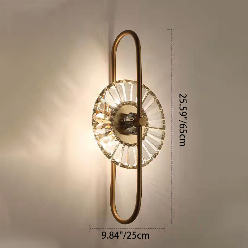 Round Metal Crystal Living 3-Light Wall Lamp