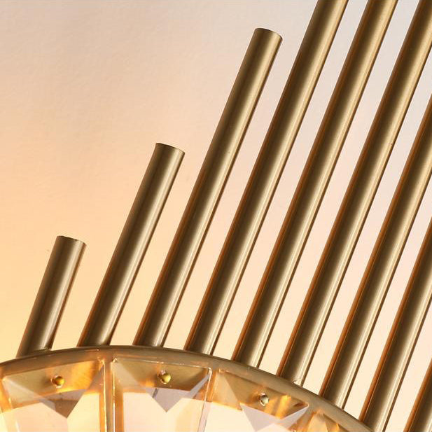 Round Metal Crystal Living 3-Light Wall Lamp
