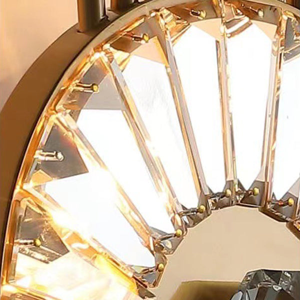 Round Metal Crystal Living 3-Light Wall Lamp