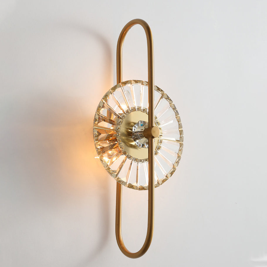 Round Metal Crystal Living 3-Light Wall Lamp
