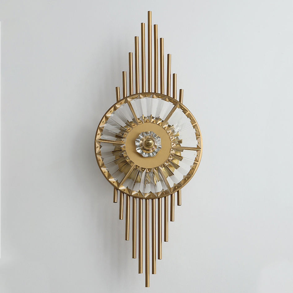 Round Metal Crystal Living 3-Light Wall Lamp
