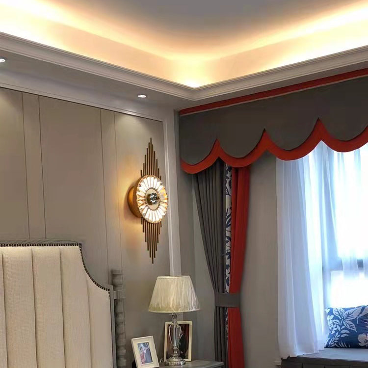 Round Metal Crystal Living 3-Light Wall Lamp